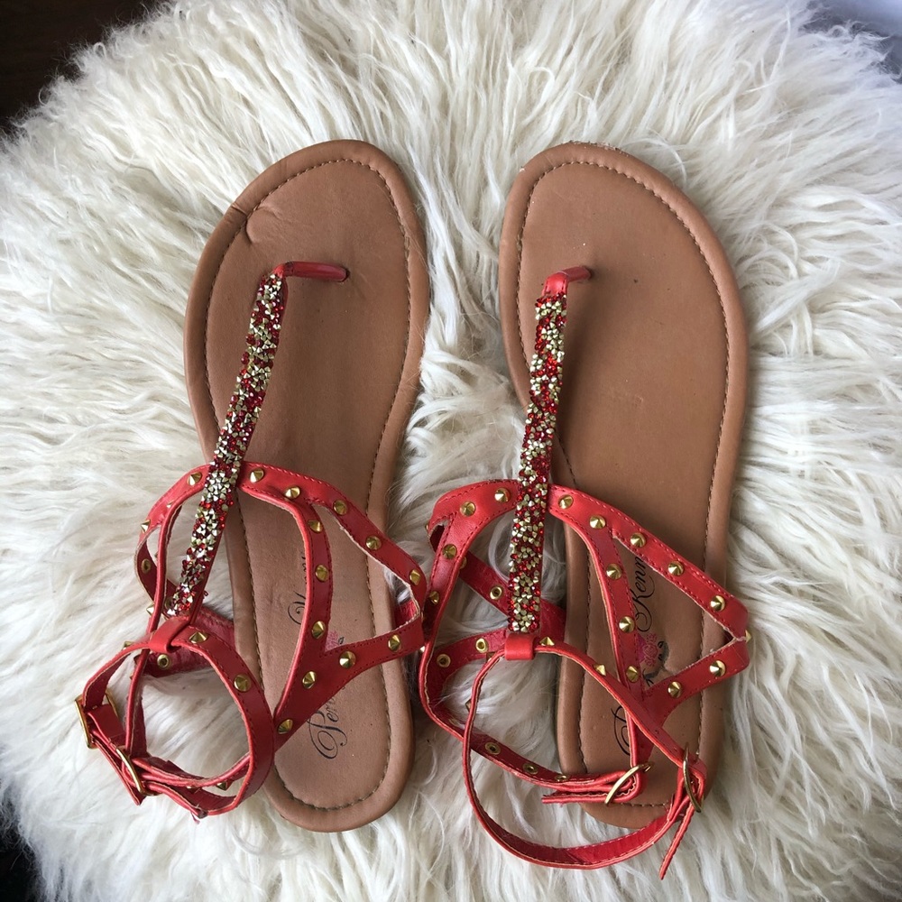 PENNY LOVES KENNY CORAL GOLD  GLADIATOR SANDALS
